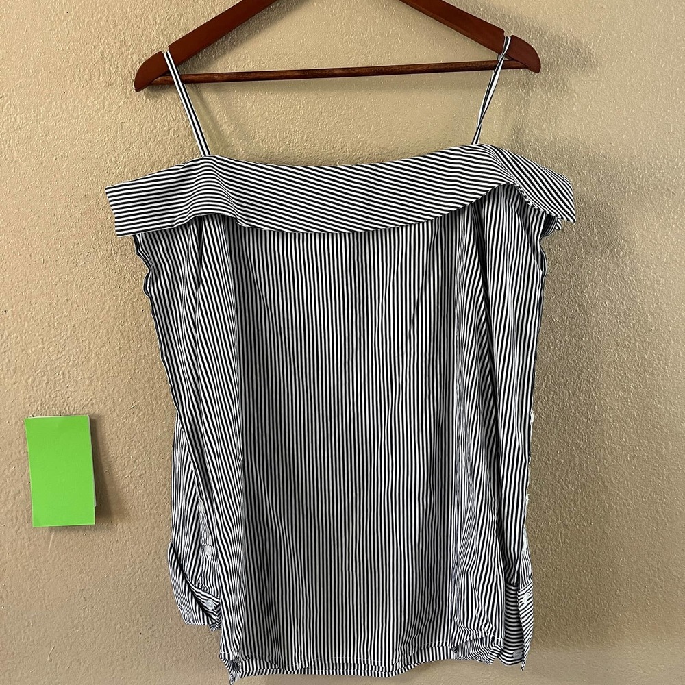 Anthropologie Guest editor off shoulder pinstriped blouse